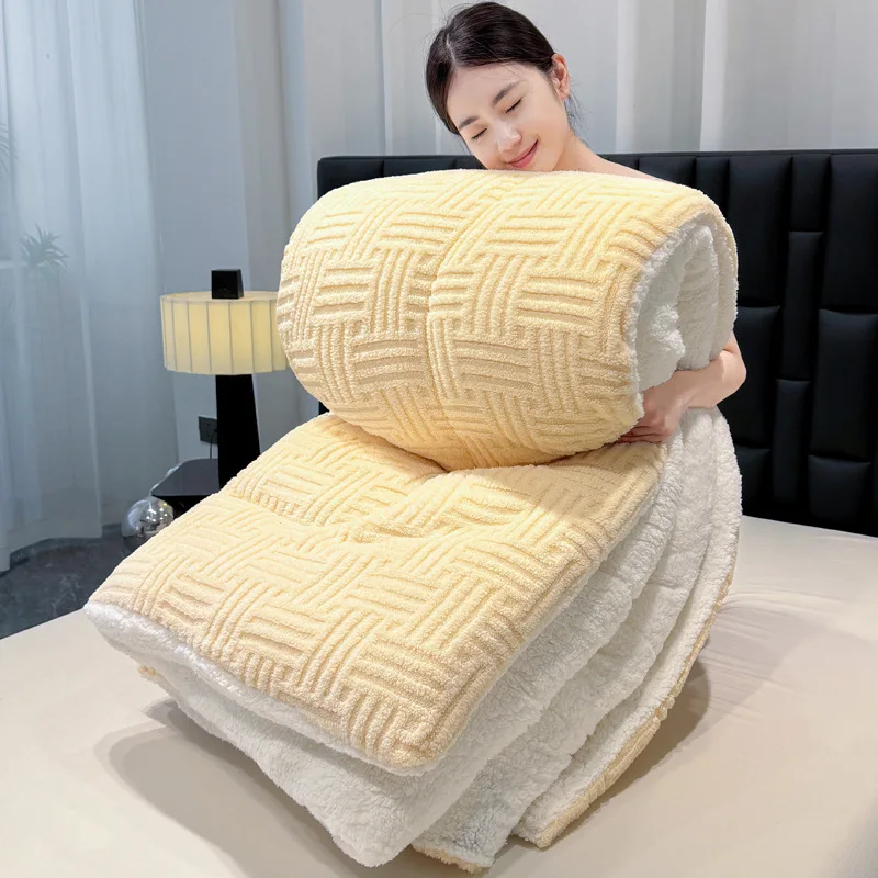 

2025 new solid color Tafu velvet jacquard quilt core autumn and winter quilt warm velvet simple wind thick quilt