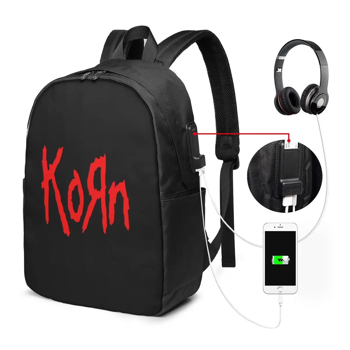 

Music Rock Korn Band Backpack Travel Notebook Bag Computer College Student School Bag Laptop Shoulder Bags for Men Women