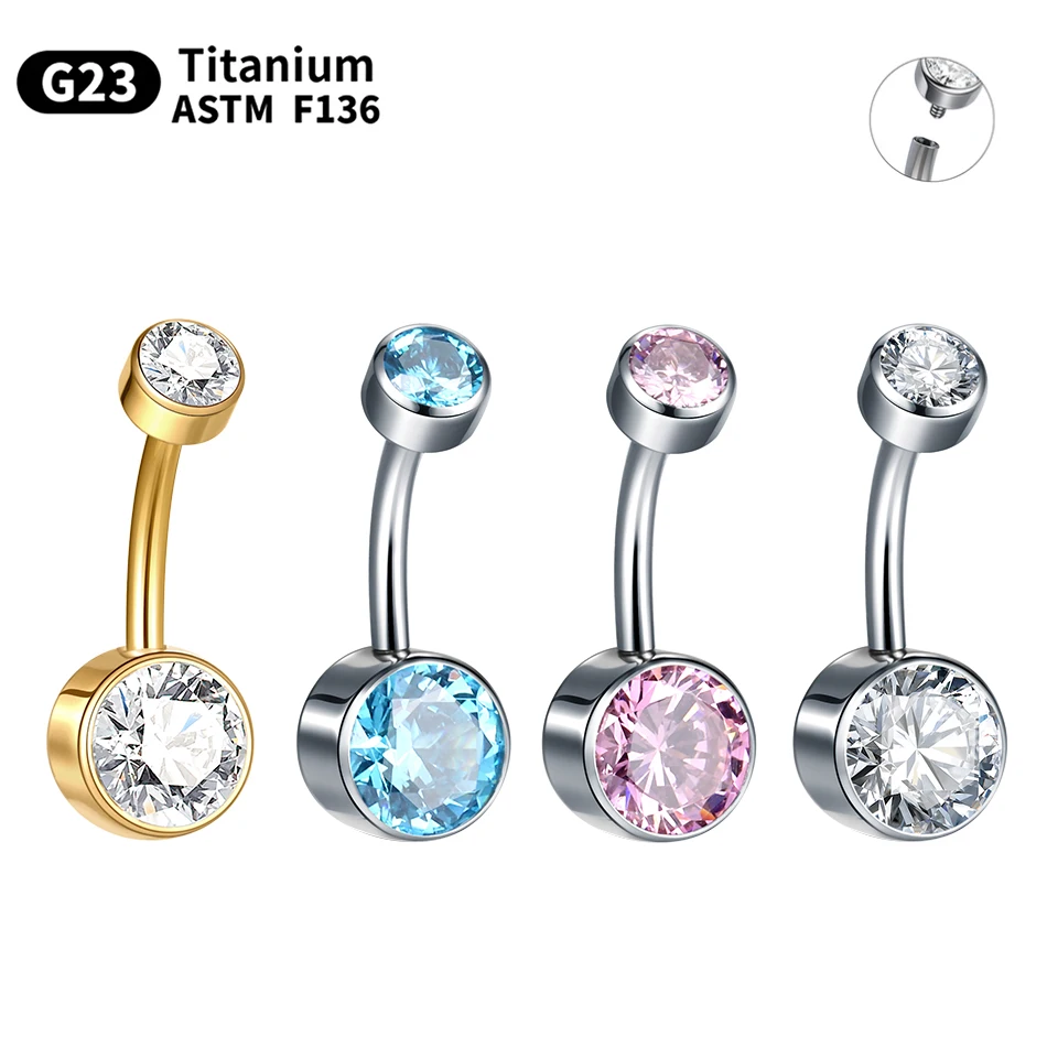 1Pc Titanium Belly Bar Navel Piercing Ombligo Belly Button Rings Internally Threaded Navel Rings Body Jewelry for Sexy Women