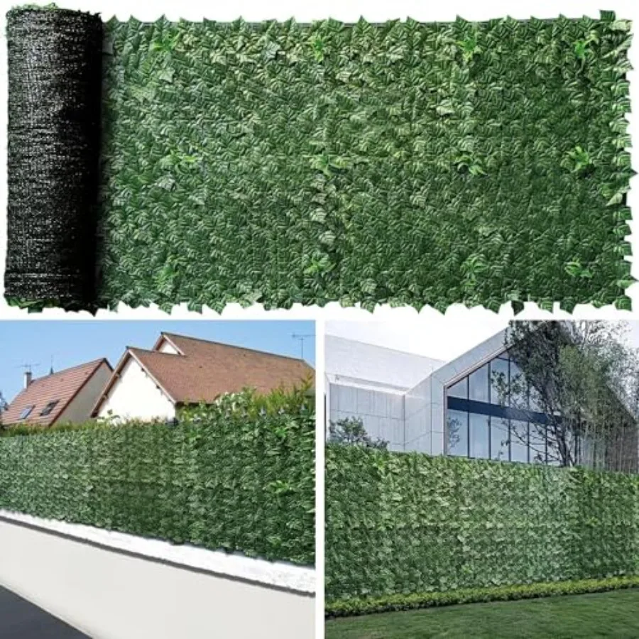 Artificial Ivy Fence Privacy Screen with Mesh Back 59 x 118 Faux Ivy Vine Leaf Fence Panels for Balcony Garden Yard and Patio N