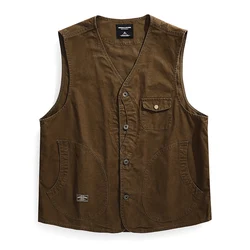 American Retro Workwear Vest Men's Mountain Outdoor Camping Spring and Autumn Vest Coat 24SS Y2K Youth Male Vintage Casual