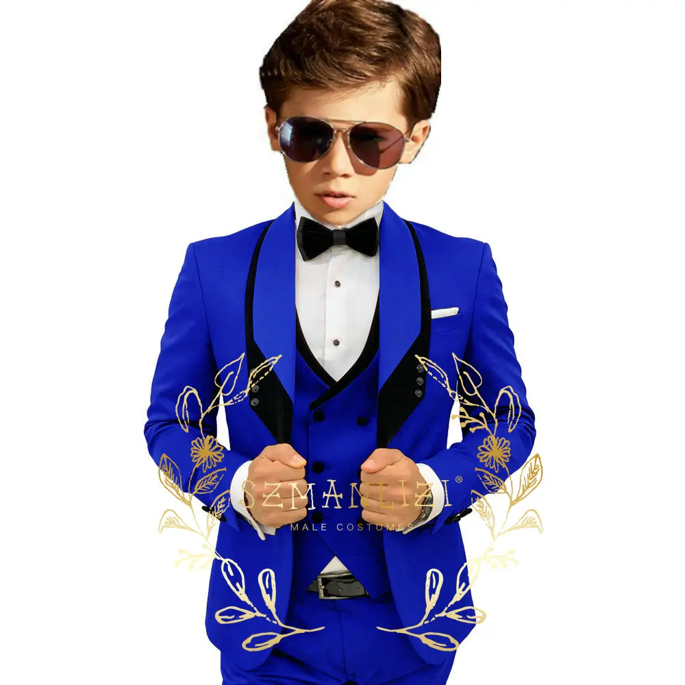 Formal White Boys Formal Suits Clothing Set Kids Coat Vest Pants Wedding Tuxedo Suit Children Blazer Party Costume