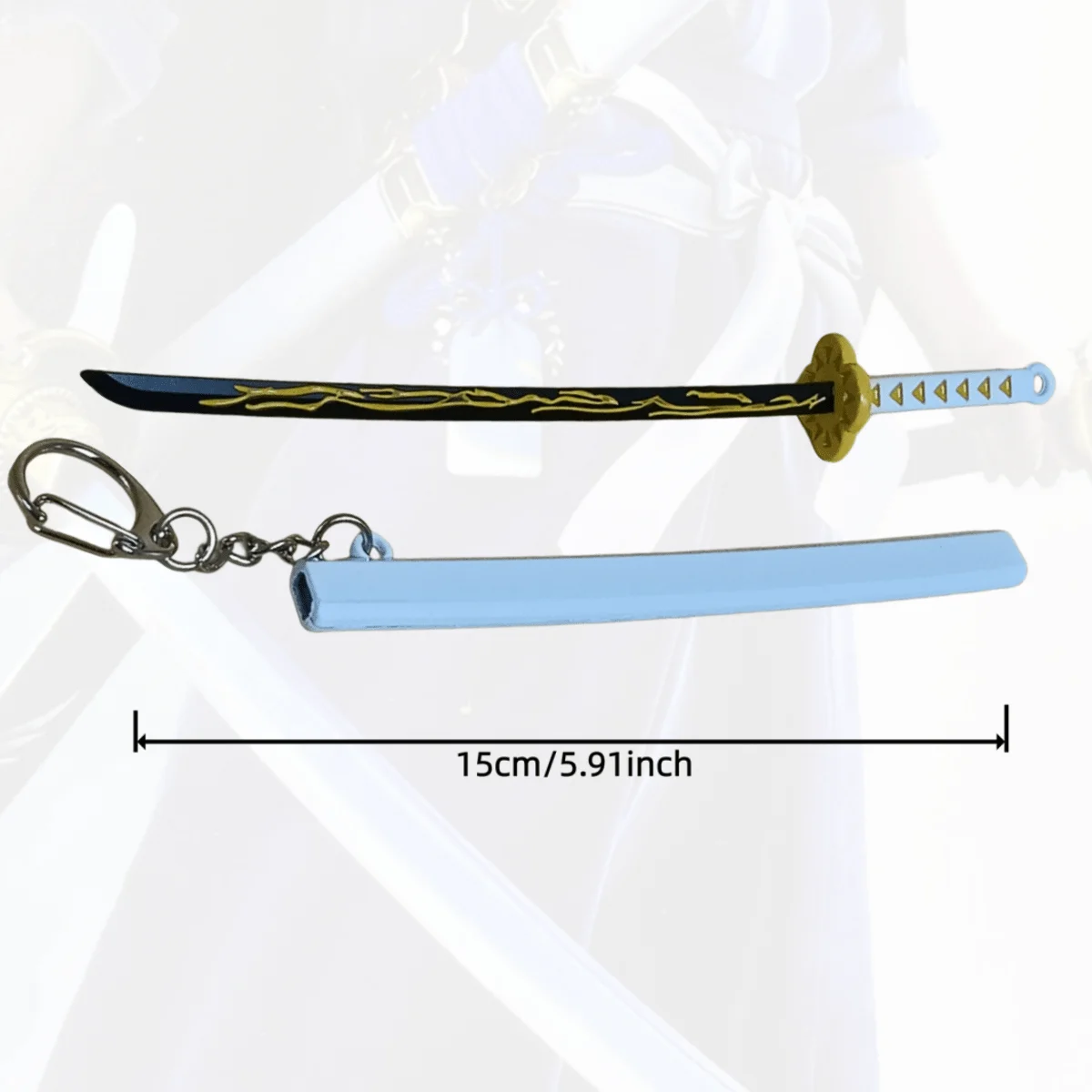 5.9インチ 鬼滅の刃 我妻善逸 金属刀 ニンジャナイフ サムライセイバー 日本刀 カタナ セイバー コスプレアクセサリー 小道具 おもちゃ