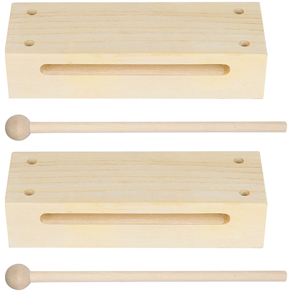 

Double Tone Bangzi Bongos Wood Block Instrument Orff Instruments Percussion Musical Xylophone Sticks Wooden Craft Blocks Kid