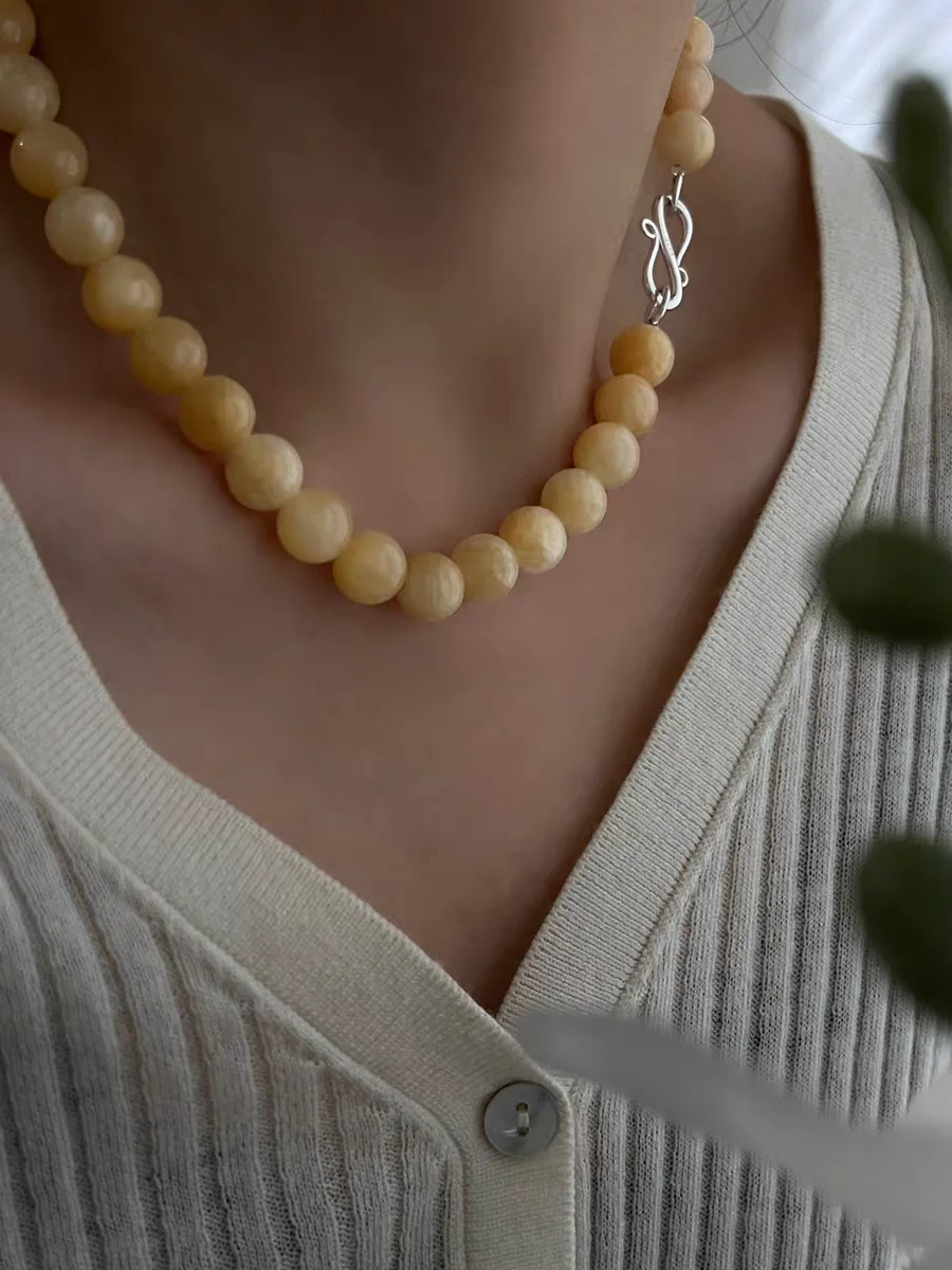 Brass Chunky Natural Beads Floral Pendant Necklace Women Jewelry Punk Designer Runway Rare Gown Boho Japan Korean image 2