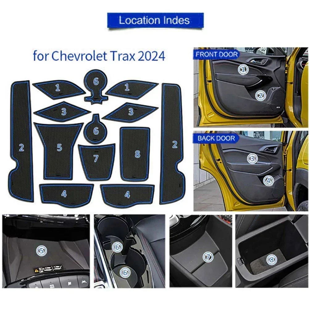 Mat-Gate Slot Mat For Chevrolet For Trax-2024 Non-Slip Car Gate Slot Mat 13PCS Gate Slot Mat Car Accessories Brand New