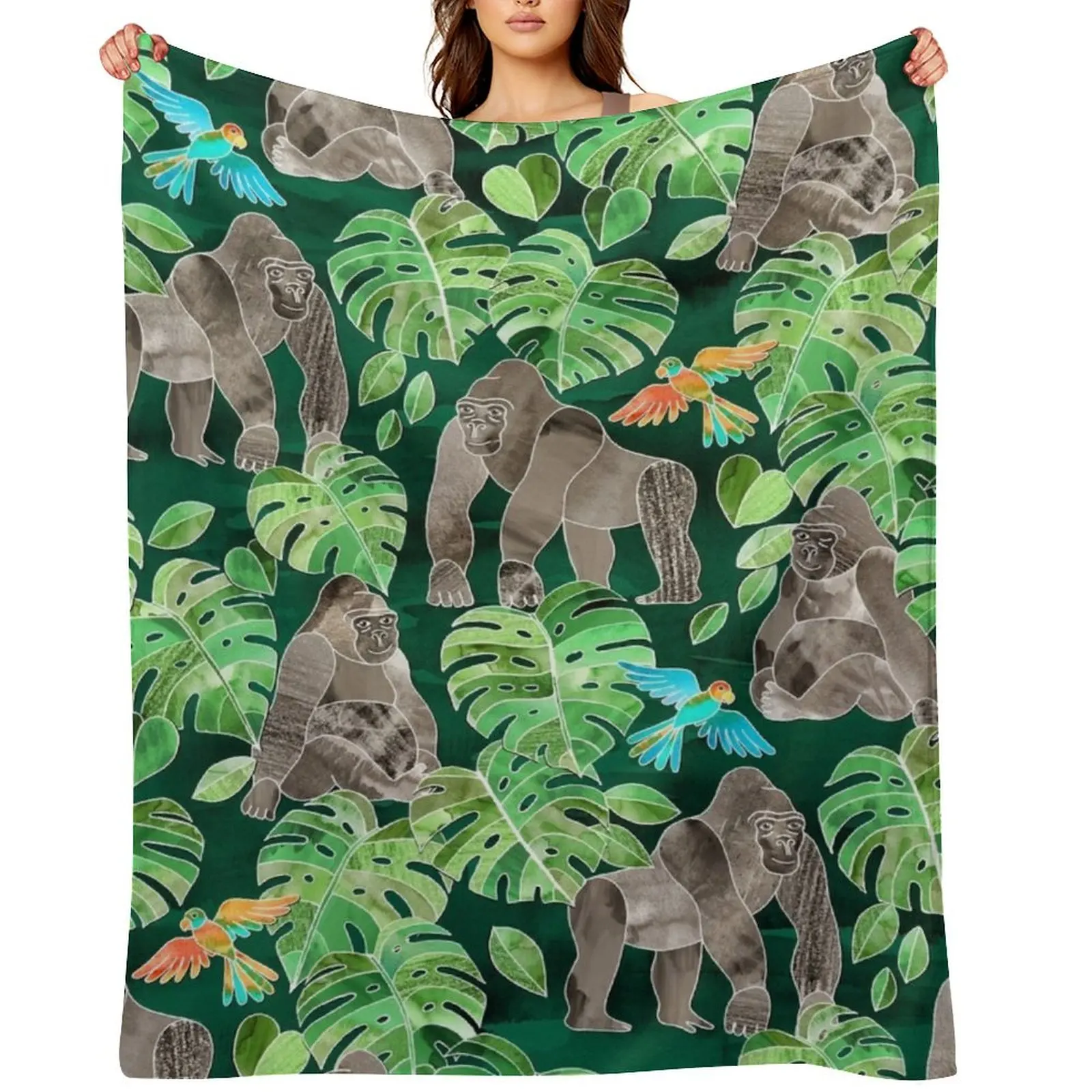 

Gorillas in the Emerald Forest Throw Blanket warm for winter Blankets Sofas Of Decoration Beautifuls Sofa Blankets