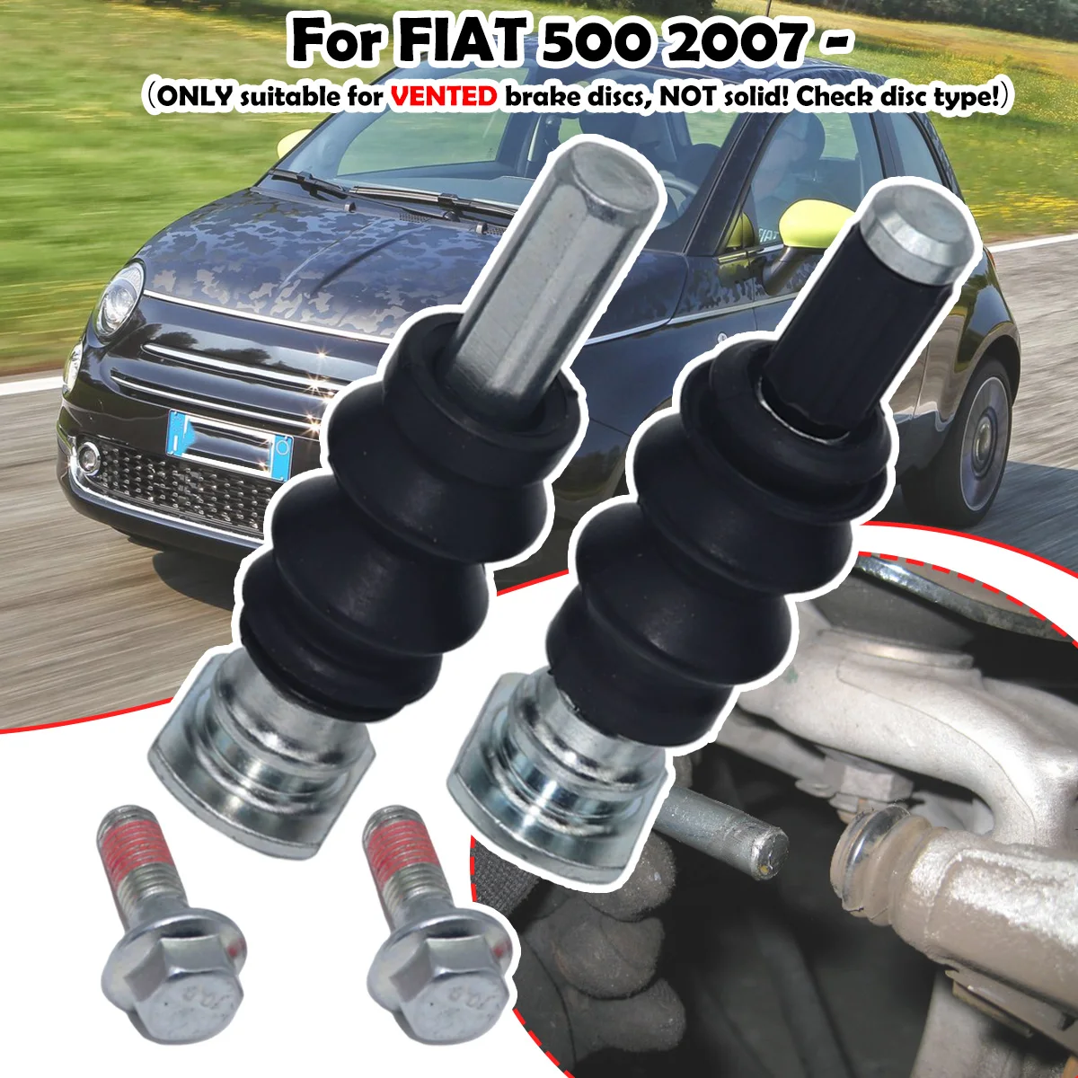 

For FIAT 500 2007 - Front Brake Caliper Slider Guide Pins Bolt Kit Left Right Disc Housing Bellows Sleeve Bushing Seal 113-1355X