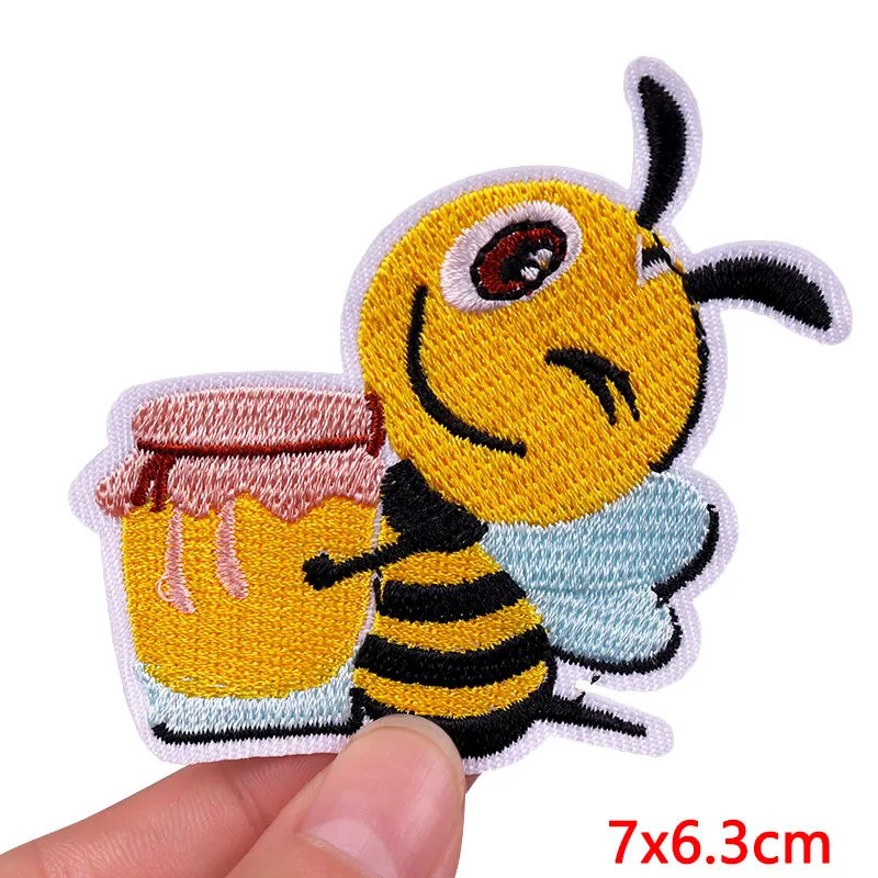 Biene/Blume Patch Cartoon Tier Stickerei Patch Eisen auf Patches für Kleidung gestickte Patches auf Kleidung DIY Näh aufkleber – Detail 17