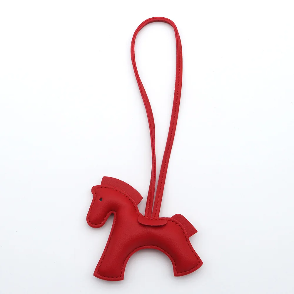 1PCS Premium All-around PU Leather Tiny Pony Embellishment For Female; Stylish Multihued Horse Car Keychain Birthday Souvenir