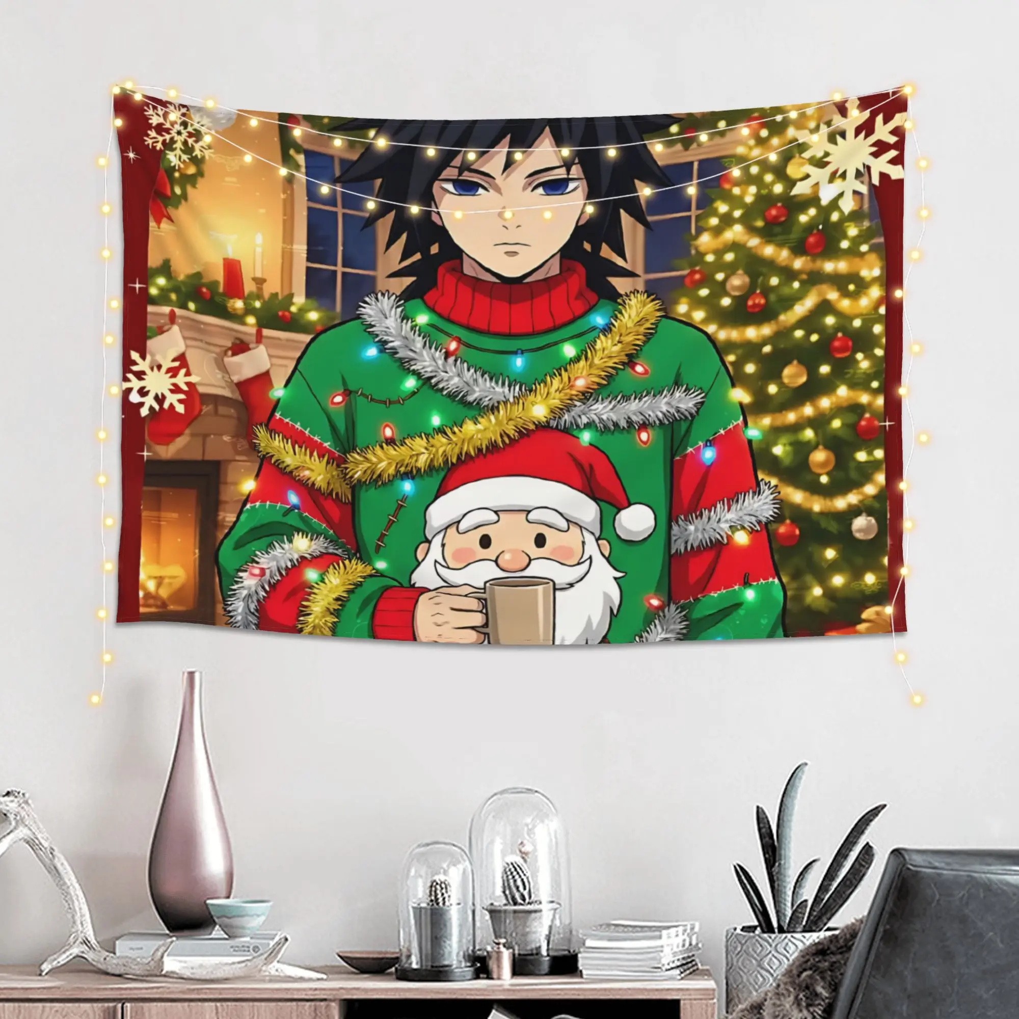 Cutecore Christmas Demon Slayer Tapestry Bedroom Decoration  Wall Hanging Blanket Tapestry Cool Stuff For Room