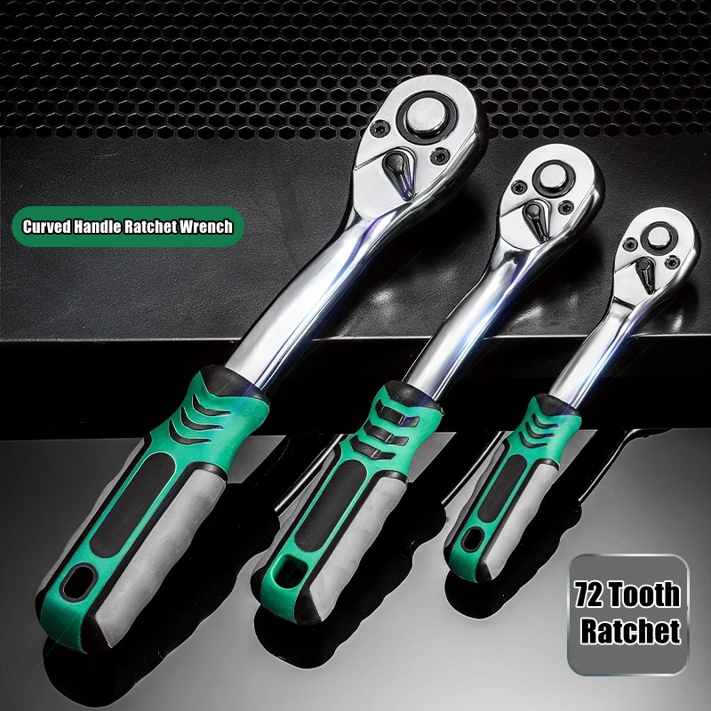 24/72 Tooth Quick Ratchet Wrench 1/2 1/4 3/8 3 Size Flying Wrenches Two-way Socket Wrench Repair Tools for for Vehicle Bicycle