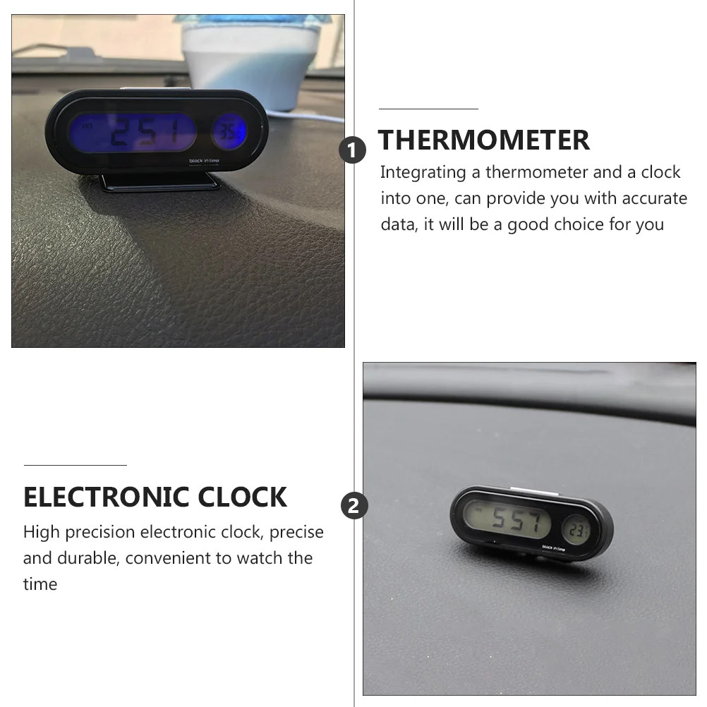 Termometro per auto multifunzione Monitor digitale della temperatura del sedile Mini orologio in ABS luminoso