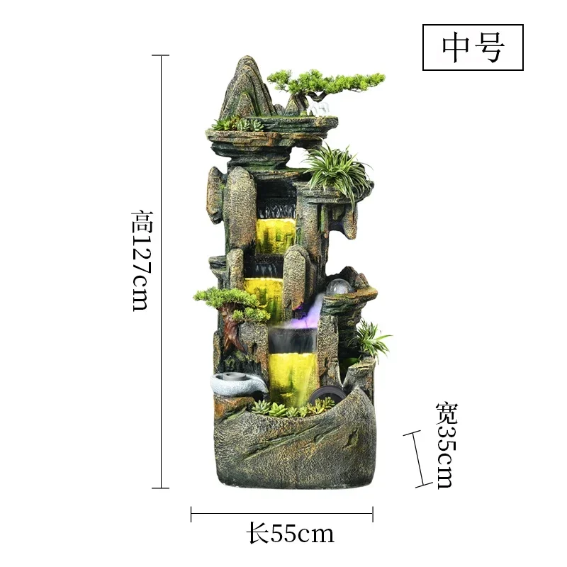 A Large floor-to-ceiling rockery flowing water fountain ornament living room water landscape lucky feng shui wheel decorative