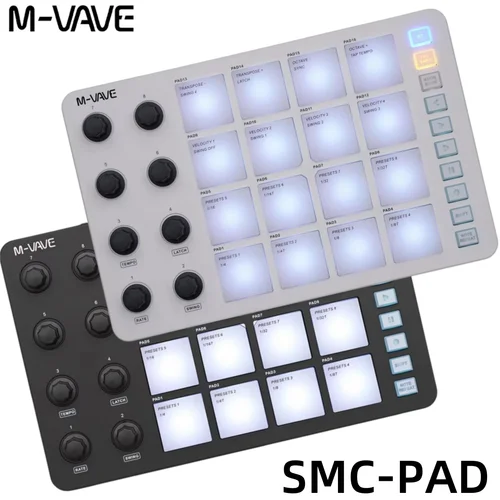Controlador MIDI inalámbrico M-VAVE SMC-PAD, teclado de percusión adecuado, interfaz de USB-C, diseño portátil, almohadilla MIDI pequeña