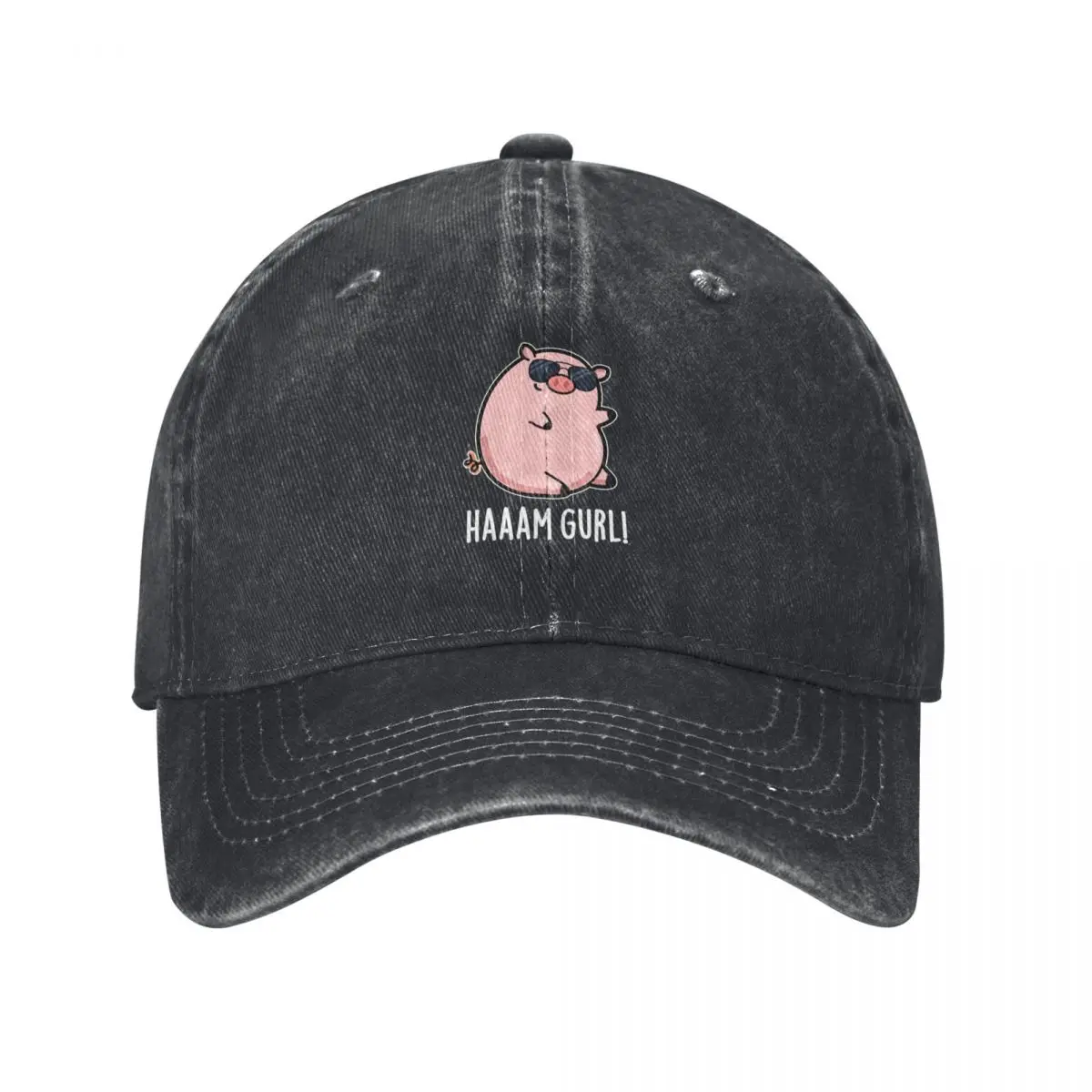 Haaaam Gurl Funny Pig Puns (Dark BG) Baseball Cap Luxury Cap Military Tactical Cap Hip Hop Woman Men's