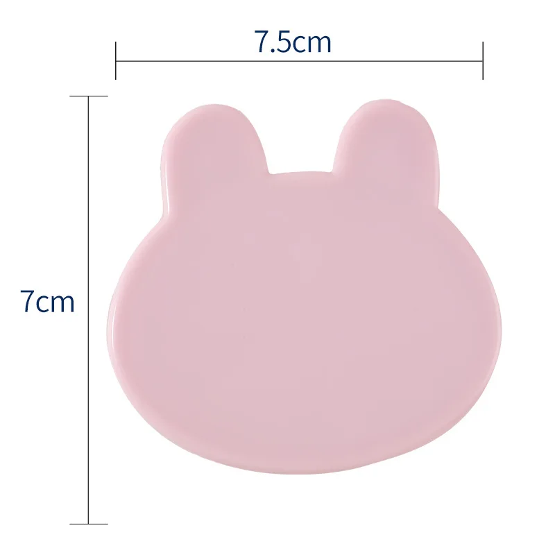 مرآة مكياج على شكل رأس أرنب مبتكرة لطيفة صغيرة محمولة باللون الوردي والأخضر والأبيض والأسود