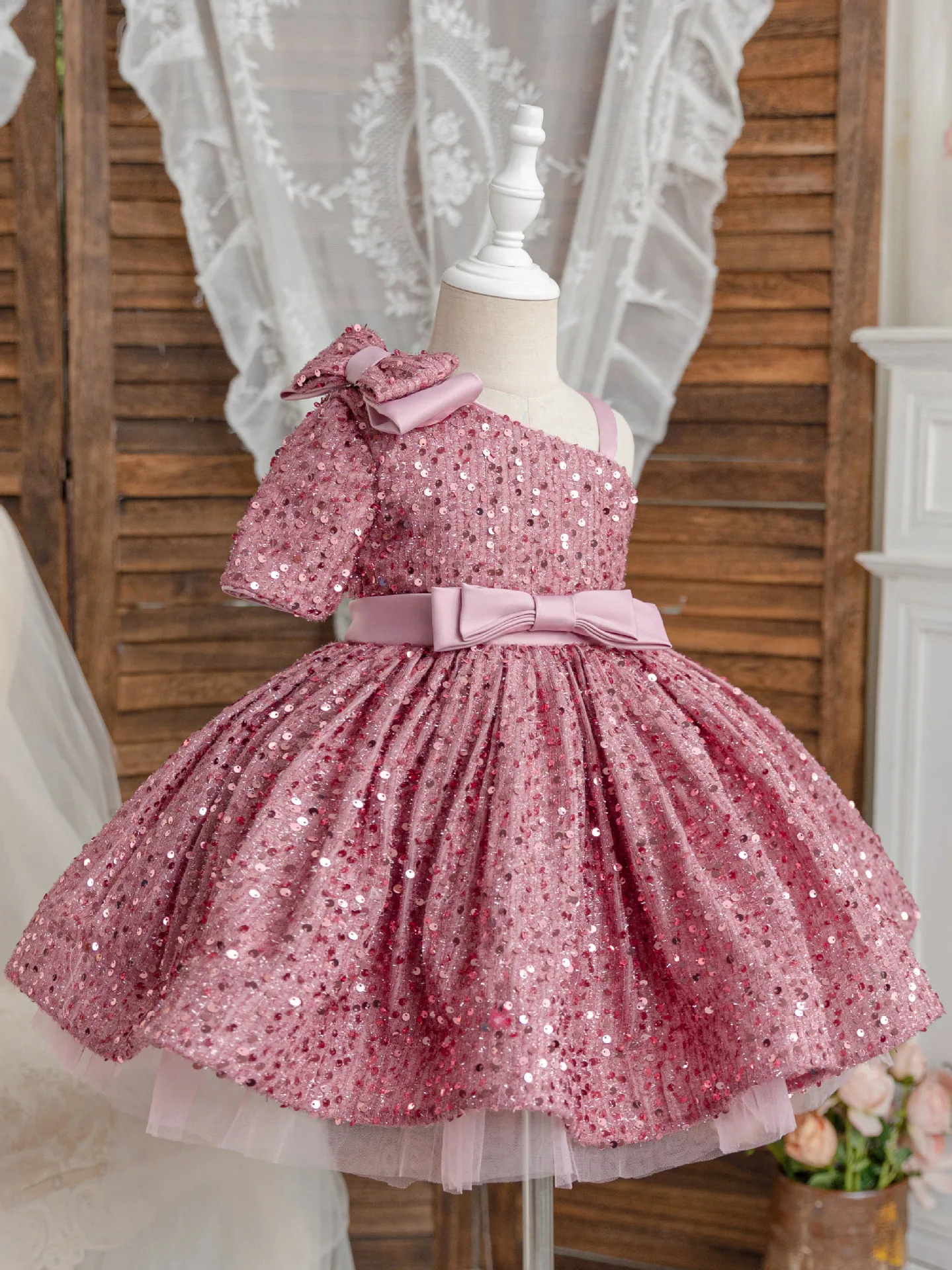 HETISO Elegant Girl Princess Dresses Sling Sequined Kids Formal Party Gowns for Birthday Wedding Evening Christmas