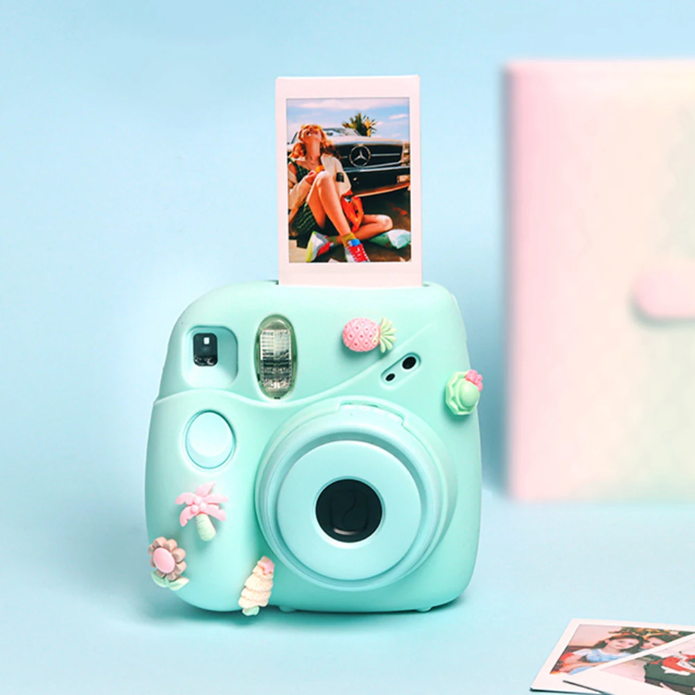 For Fujifilm Instax Mini7+Camera Silicone Cover Solid Color Daisy Protection Soft Shell Fit Cover Camera Protective Case