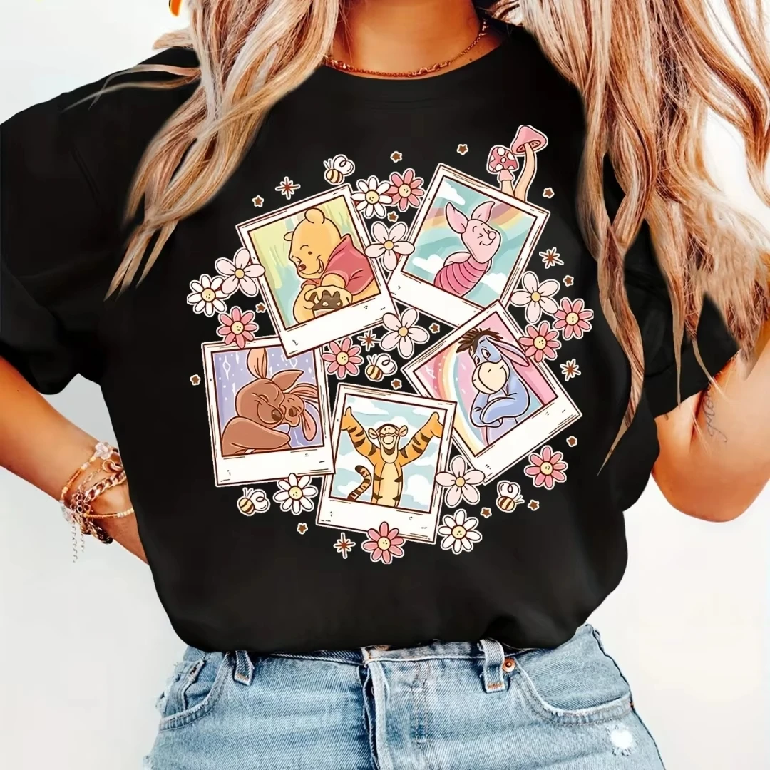 2026 NEW Casual Winnie the Pooh Tigge T-shirt relaxed style for vacations, suitable for children, adults and families to wear