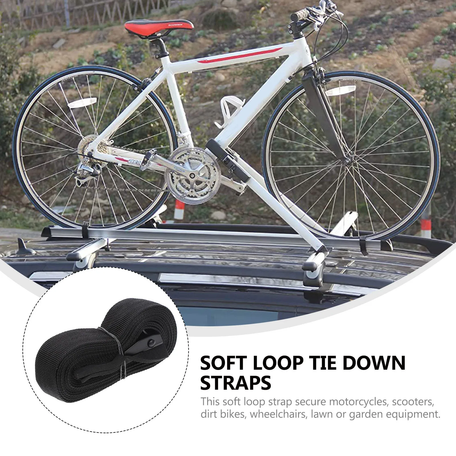 

2 pcs Car Roof Tie Down Straps 200 Lb Load Limit Polyester Lashing Strap For Kayak Surfboard Luggage Trailer Bind Belt Rope