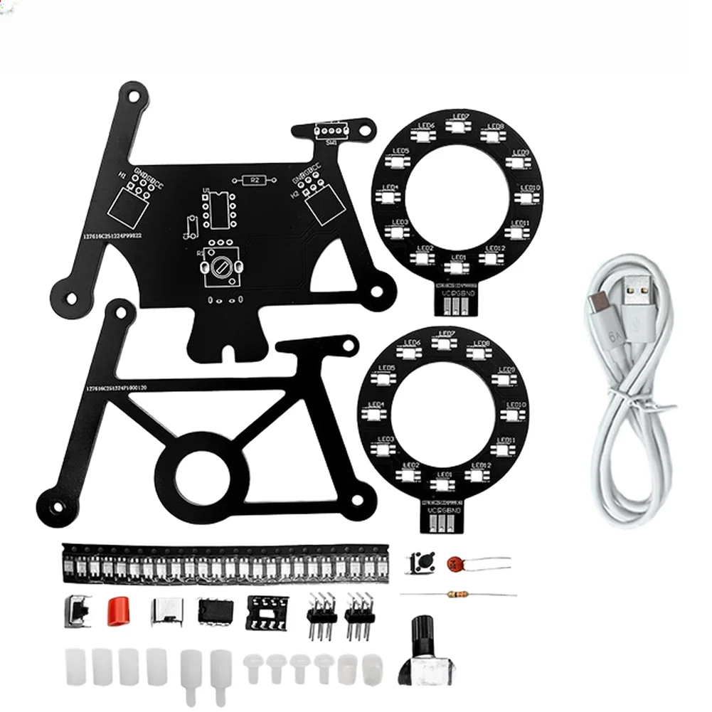 DIY Flowing Light Kit for Soldering Practice and Circuit Learning with Five Adjustable Light Animations 136mm x 88mm