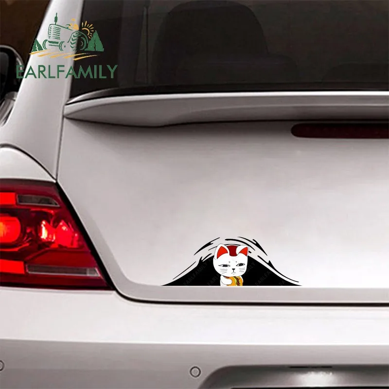 EARLFAMILY Turbo Granny Peeking Car Sticker Cartoon Personality Luggage Vinyl Waterproof Decals Funny Scratch Proof Car Goods