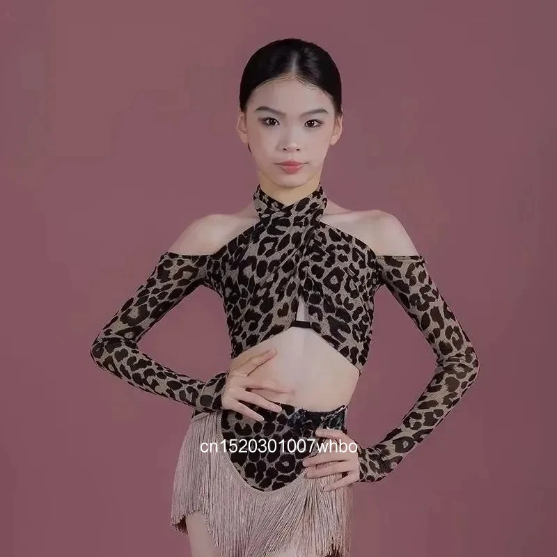 Costumes de danse, Costumes de scène, jupes à pompons, Costumes de concours de danse latine à imprimé léopard, danseurs à pompons, Co latino-américain