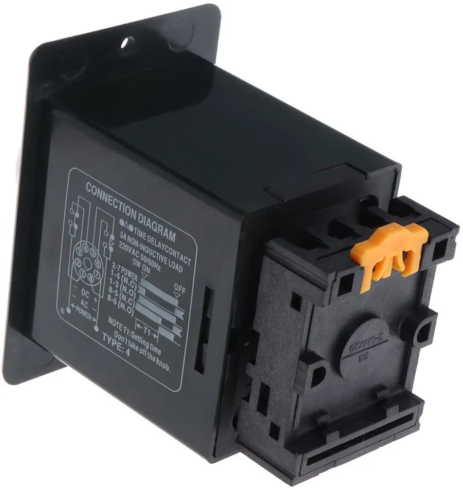 

Power On Delay Timer 60 Seconds Model AH2Y with Socket Base Time Relay AC 220V 8 Pins DIN Rail Mount for Control Applications