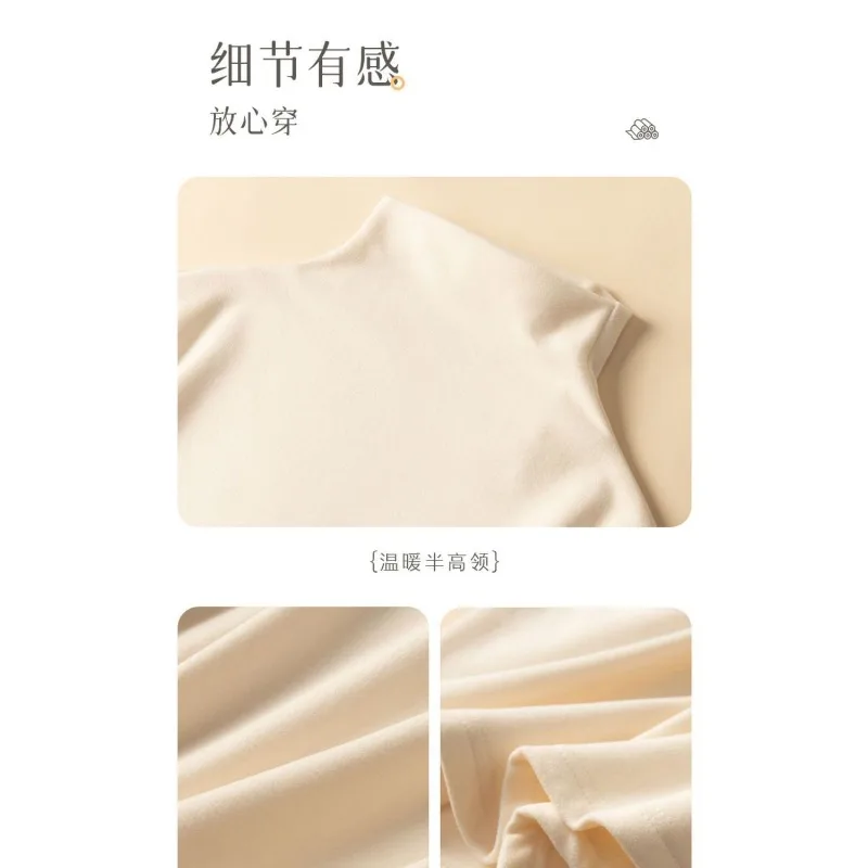 Autunno Inverno Mezza Dolcevita Camicia con fondo in velluto tedesco Donna T-shirt a maniche lunghe stile etnico retrò Top caldo ricamato