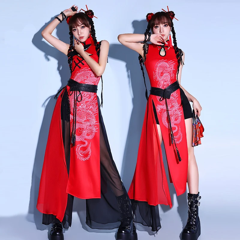 

New Girls Group Jazz Dance Stage Clothes Halloween Costume Festival Party Beach Rave Outfit Women Kpop Singer Idol Outfits XH785