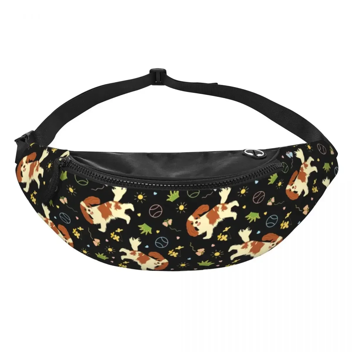 Playing The Cavalier King Spaniel Fanny Pack for Women Men Pet Dog Crossbody Waist Bag Traveling Phone Money Pouch