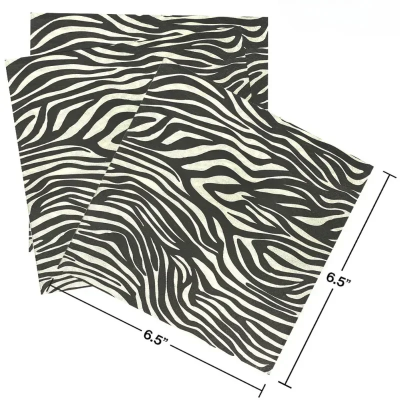 20pcs 33cm 2-Ply New Black and White Leopard Print Food Grade Printed Pattern Party Tissue Paper Commercial Wholesale