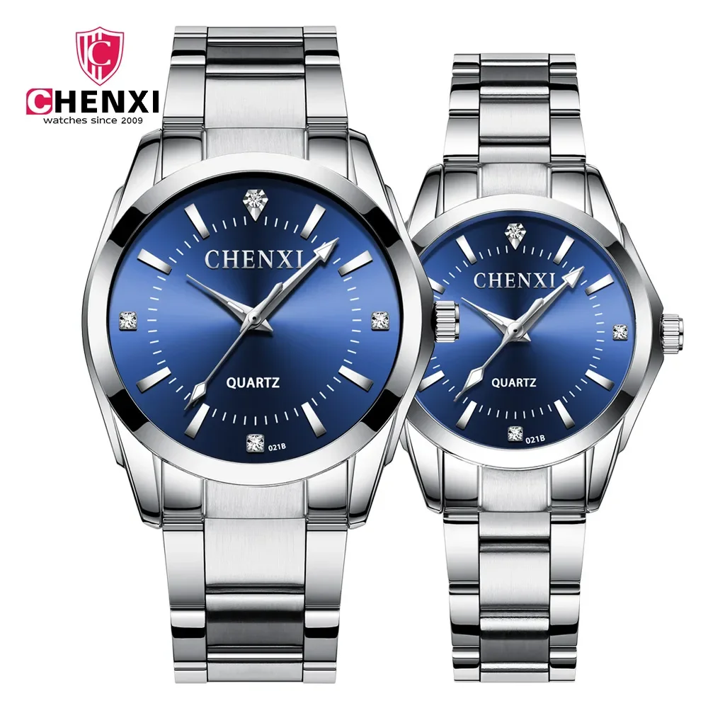 CHENghts-Ensembles de montres étanches en acier inoxydable pour hommes et femmes, montre-bracelet simple et décontractée pour couples, marque originale, 021