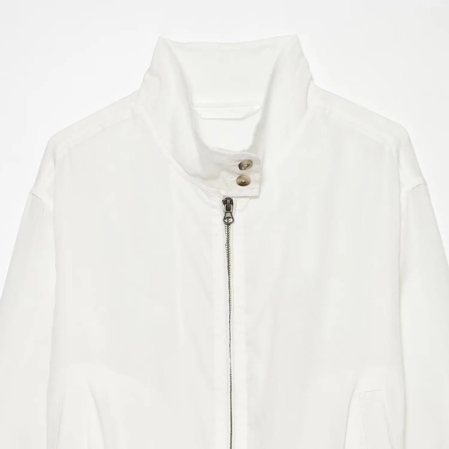 KASLEAD New Women's Fashion Versatile Button Stand Collar Pocket Elastic Outerwear Short Coat Polyester Fiber Long Sleeve