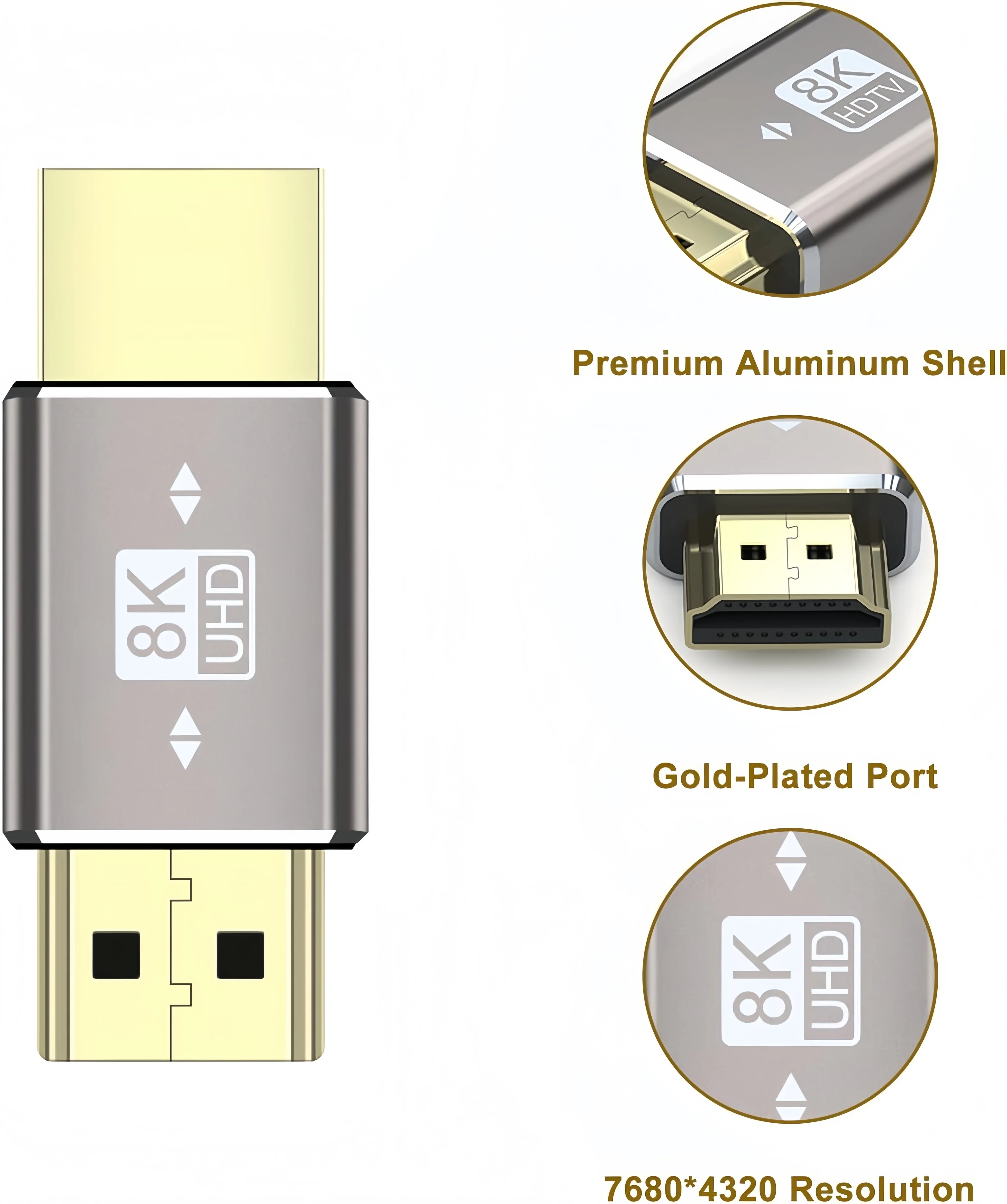 10 Uds. Conector adaptador HDMI macho a macho chapado en oro 8K 60Hz adaptador HDMI 2,1 de 180 grados Compatible con ordenador portátil Mon