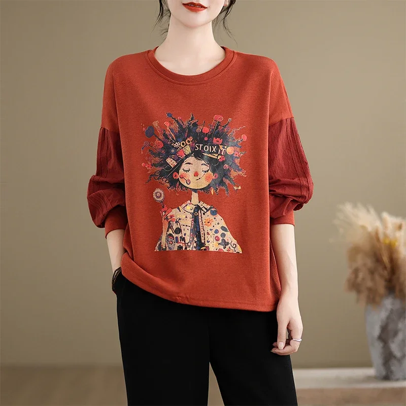 

Printed Sweatshirts Women Sweet Girls Print Pullovers Femme Autumn Clothing