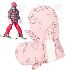 Kids Ski Gloves Kids Waterproof Winter Gloves Dinosaur Pattern Child Ski Gloves Cozy And Durable Winter Gloves For Toddler And