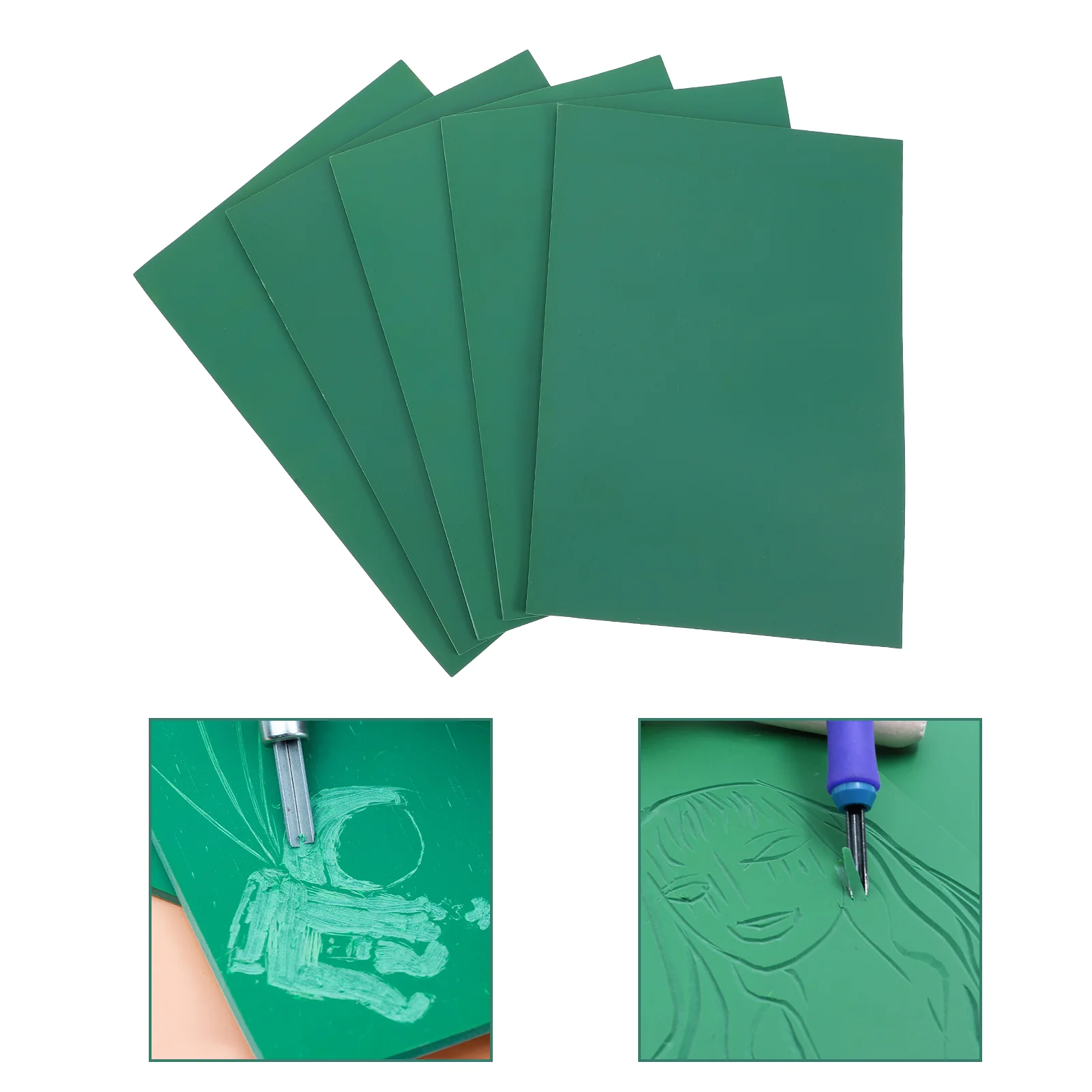 5 Pcs Mini Linoleum Block Engraving Rubber Sheet PVC Board Material Blocks for Printmaking Child