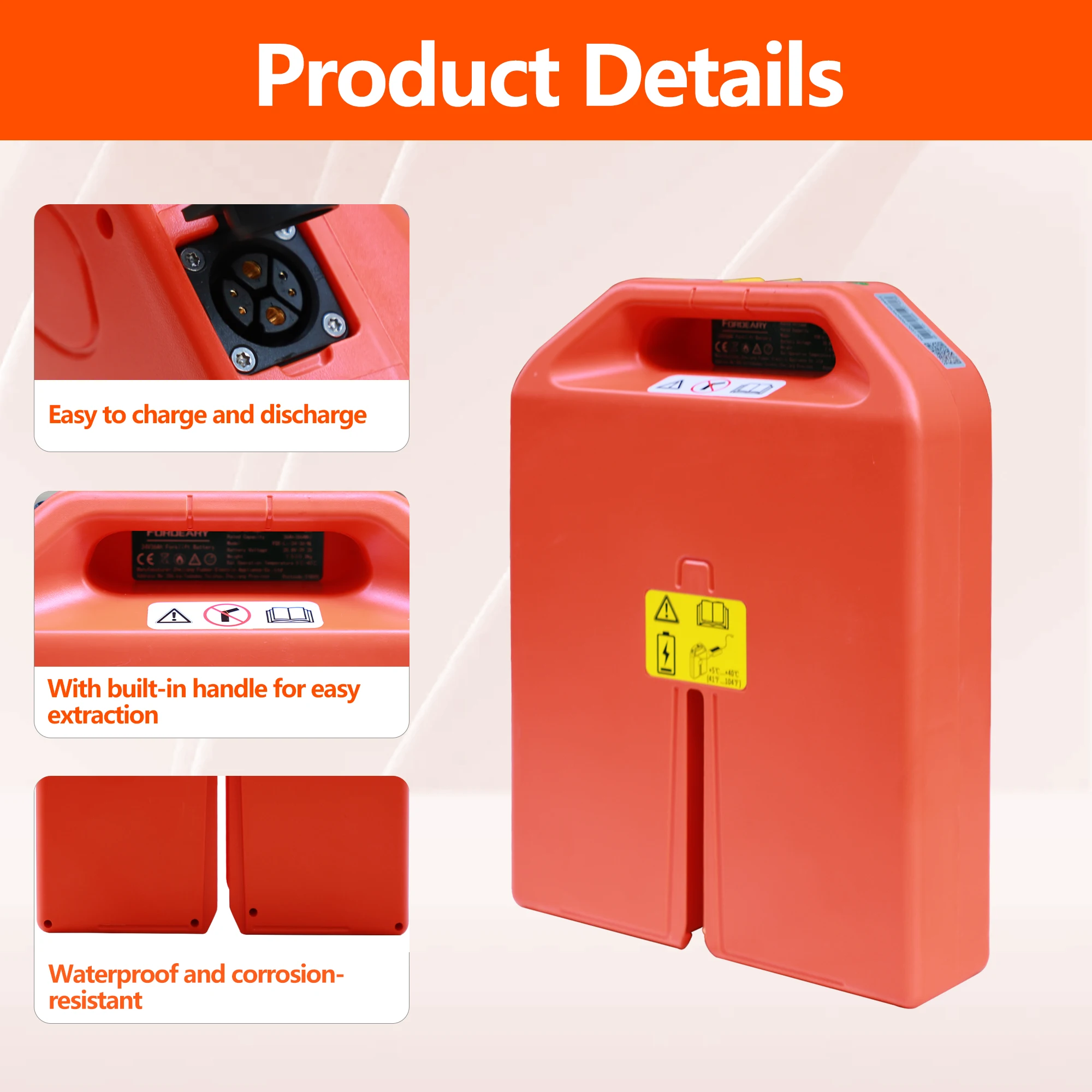 48 V 20 A LiFePO4-Lithiumbatterie für Elektro-Gabelstapler NOBLELIFT PTE20N Old Mode mit 4 Löchern