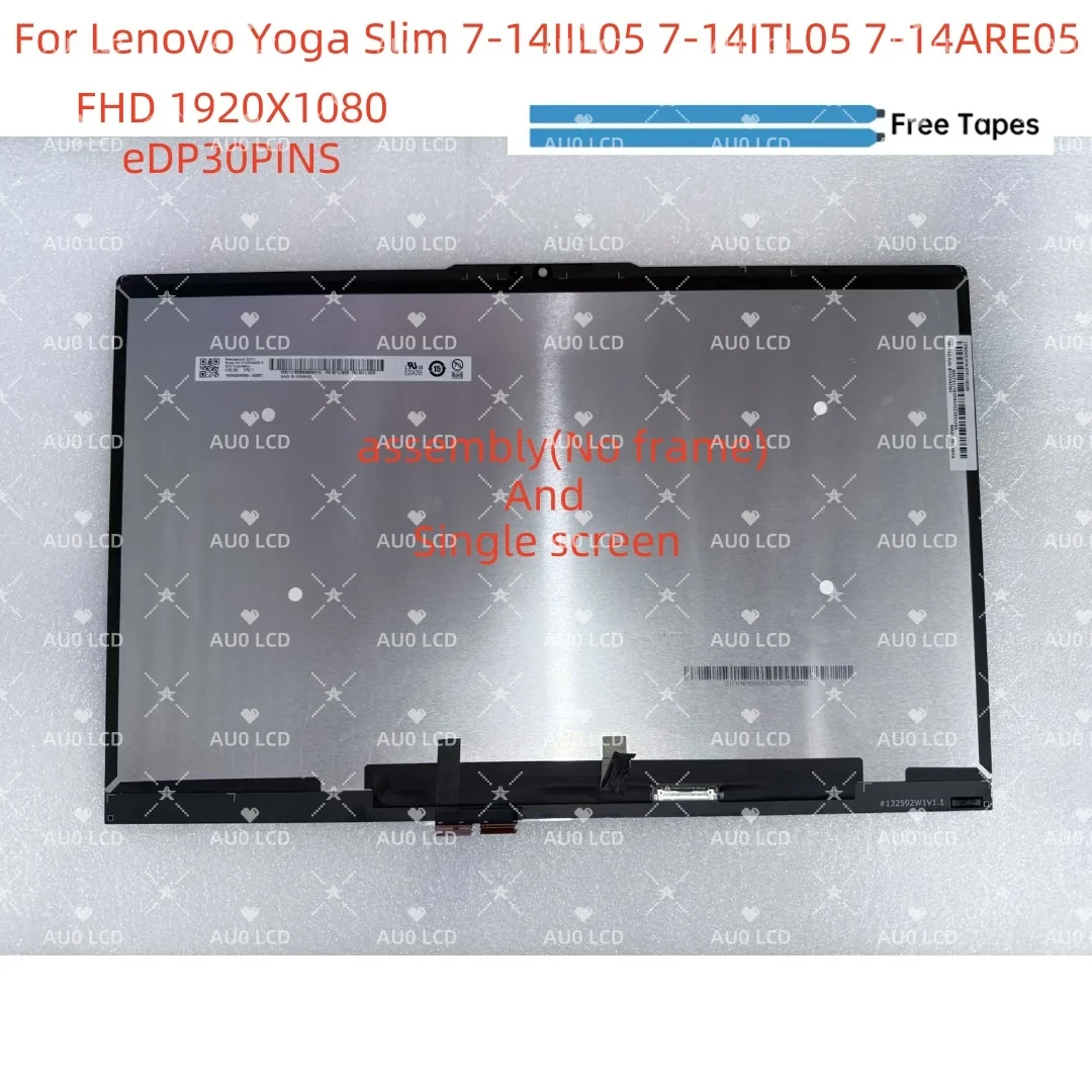 B140HAN06.8 For Lenovo Yoga Slim 7-14IIL05 7-14ITL05 7-14ARE05 FRU 5D10S39645 FHD 1920X1080 14.0''inch LCD Assembly
