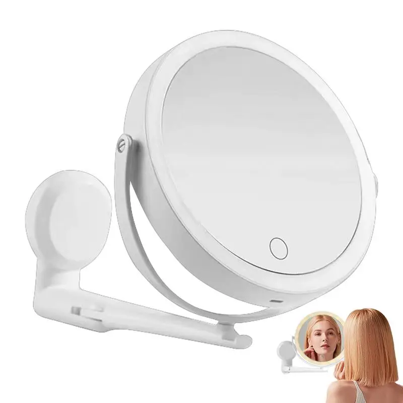 Magnified Makeup Mirror With Lights 3X Lighted Bathroom Mirrors Wall Mounted 3 Colors Dimmable 360 Swivel Arm Touch Control