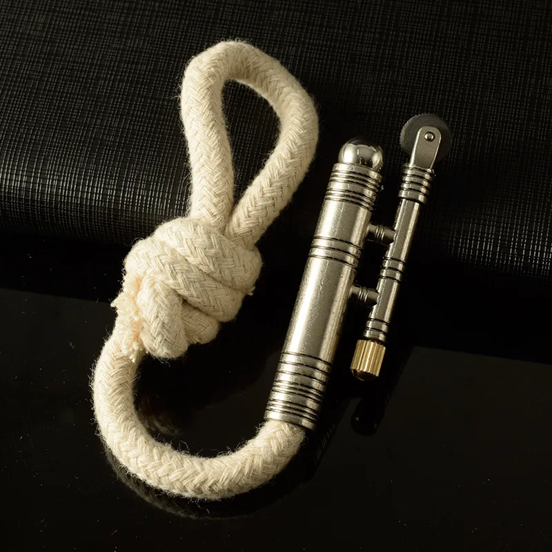New Cotton Rope Cigar Igniter Metal Windproof Open Fire Lighter Grinding Wheel Coal Oil Cigarette Lighters & Smoking Accessories - Image 2