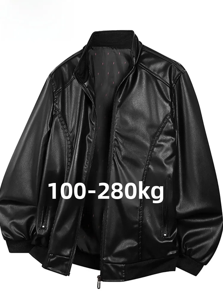 

Мужская кожаная куртка свободного кроя в стиле байкер, новая, весна-осень, повседневная, универсальная, с воротником-стойкой, для мотоциклистов