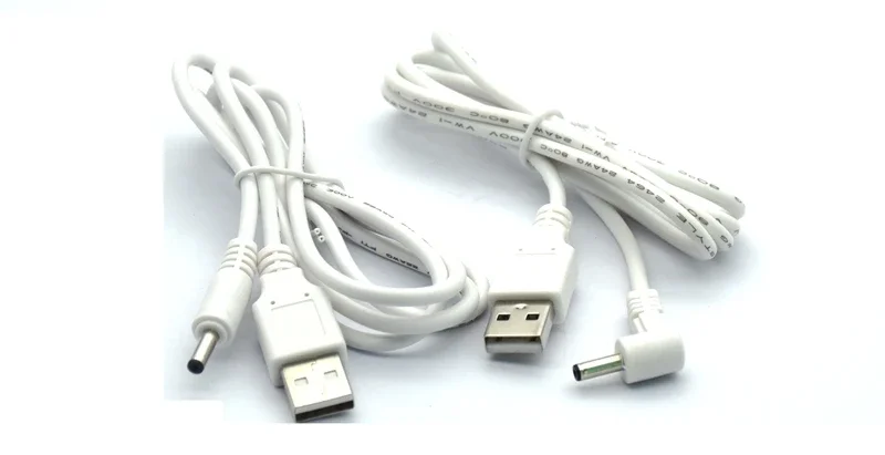 Black & White USB 2.0 A to DC 3.5 mm/1.35 mm 5 Volt DC Barrel Jack Power Cable type M 1m 3 feet 5v 2a