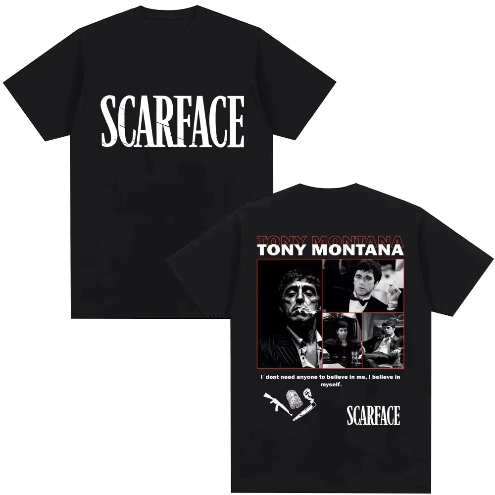 2026 Unisex Neutral Loose Casual Harajuku Style 90s Tony Montana (Al Pacino) From Classic Gangster Movie Scarface T-shirt