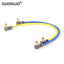 Pair of RCA Audio Cable Right Angle 2 RCA to 90 Degree 2 RCA Color Cables 4N OFC Male to Male for Amplifier DAC TV Car Audio