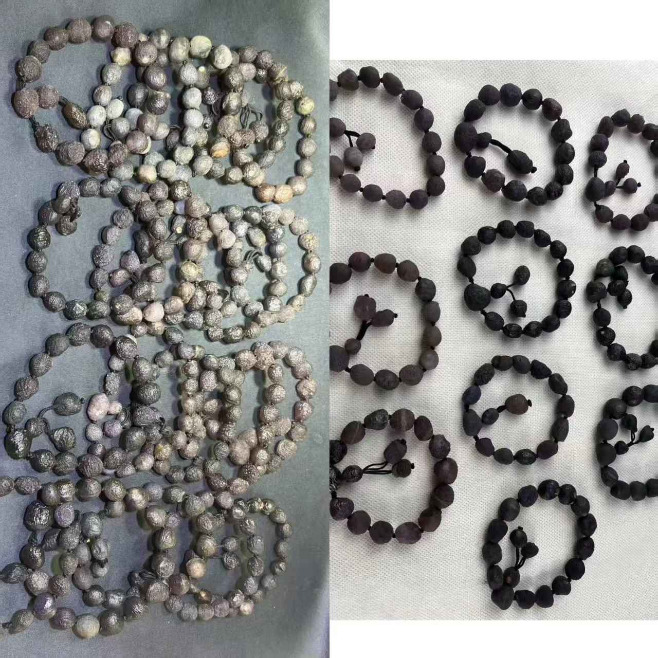1pcs Xi has precious dark violet wool yarn tanginous stone Gobi agate rough stone bead bracelet, hand-braided rope pull adjusta