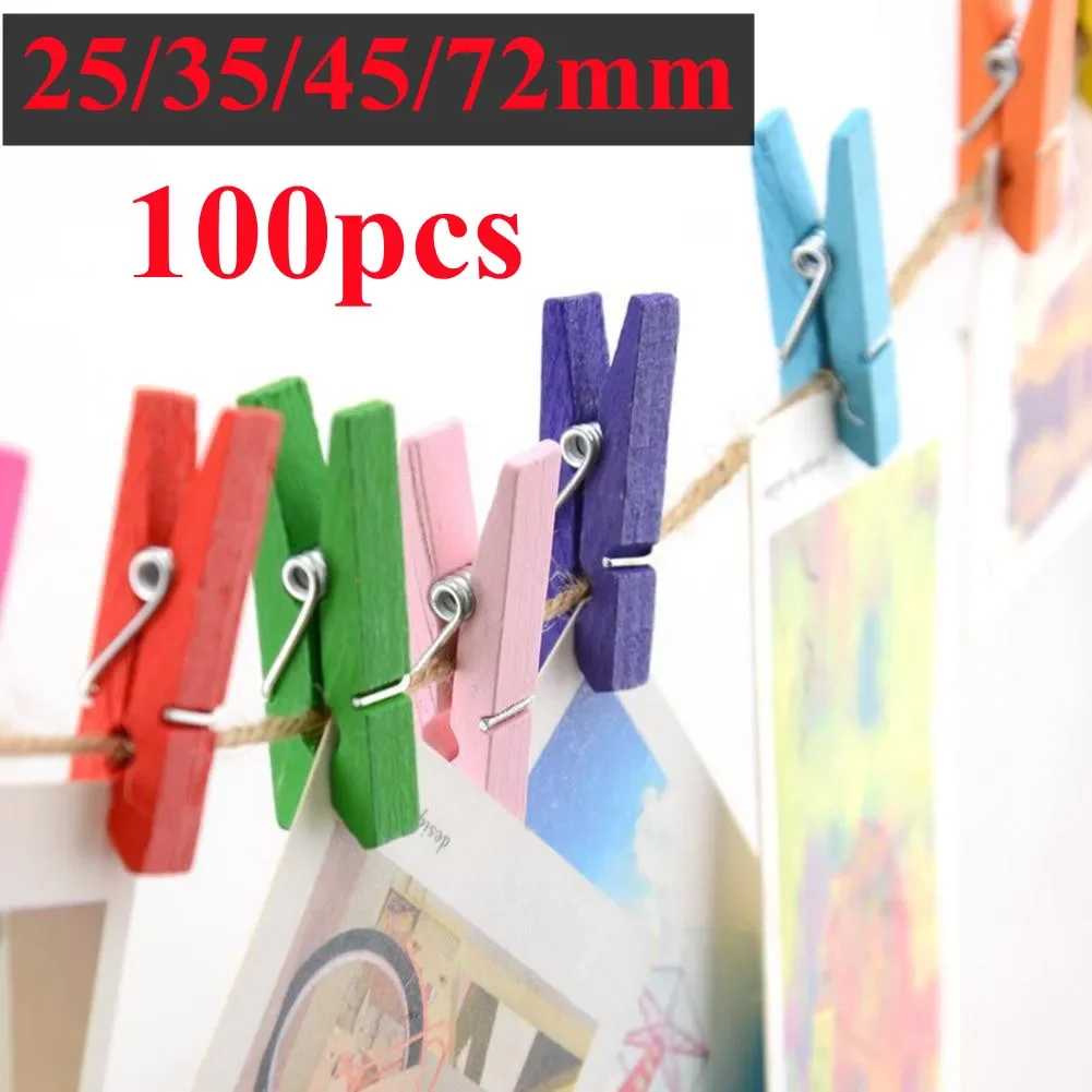 

100pc Arival Mini Wooden Clips 25/35/45/72mm Colorful Clips Photo Clips for sheets DTY Clothespin Craft Decor Clips Pegs hanging