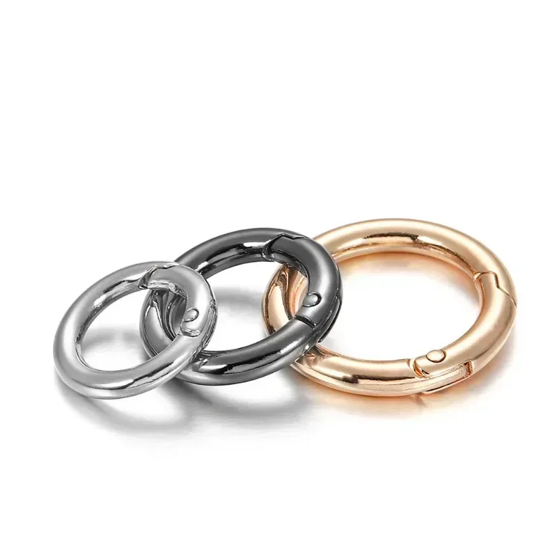 Metal Ring Spring Clasps for DIY Jewelry Openable Round Carabiner Keychain Bag Clips Hook Dog Chain Buckles Connector